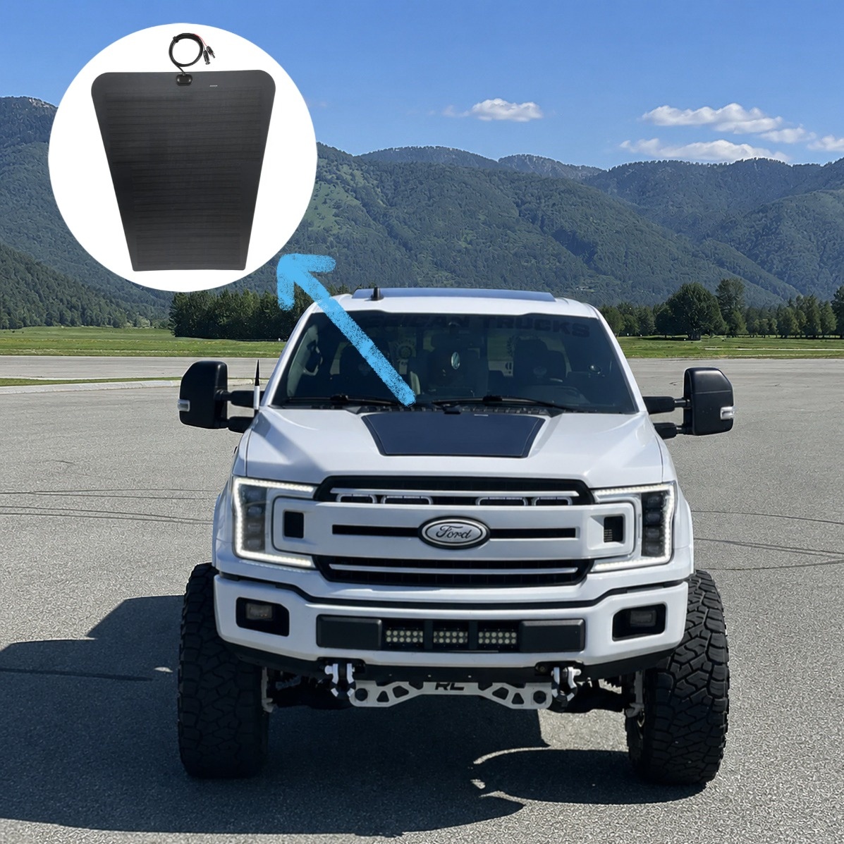 Ford F-150 hood solar panel